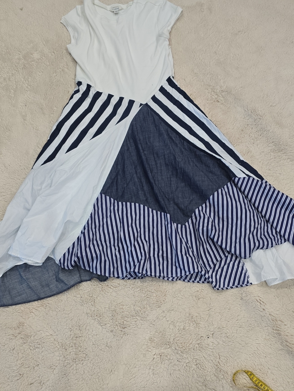Maeve Navy & White Patchwork Maxi Skirt